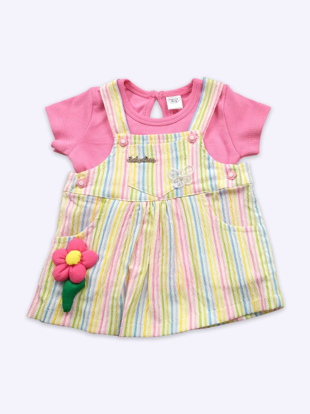 Babys Day Infant Girls Printed Cotton Dungarees With T-Shirt-picture-38