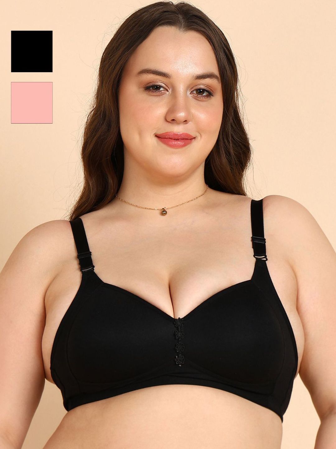 KOMLI Pack Of 2 Full Coverage Lightly Padded Cotton Minimizer Bra-picture-40