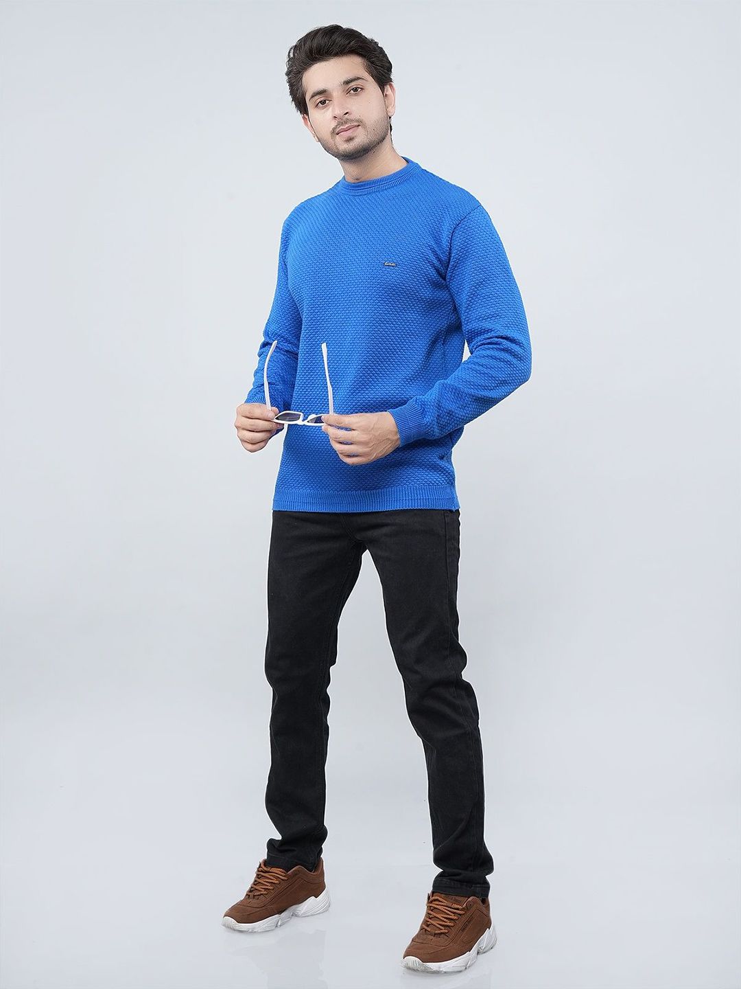 FEVERFEW Men Geometric Self Design Pullover Regular Sweaters-picture-15