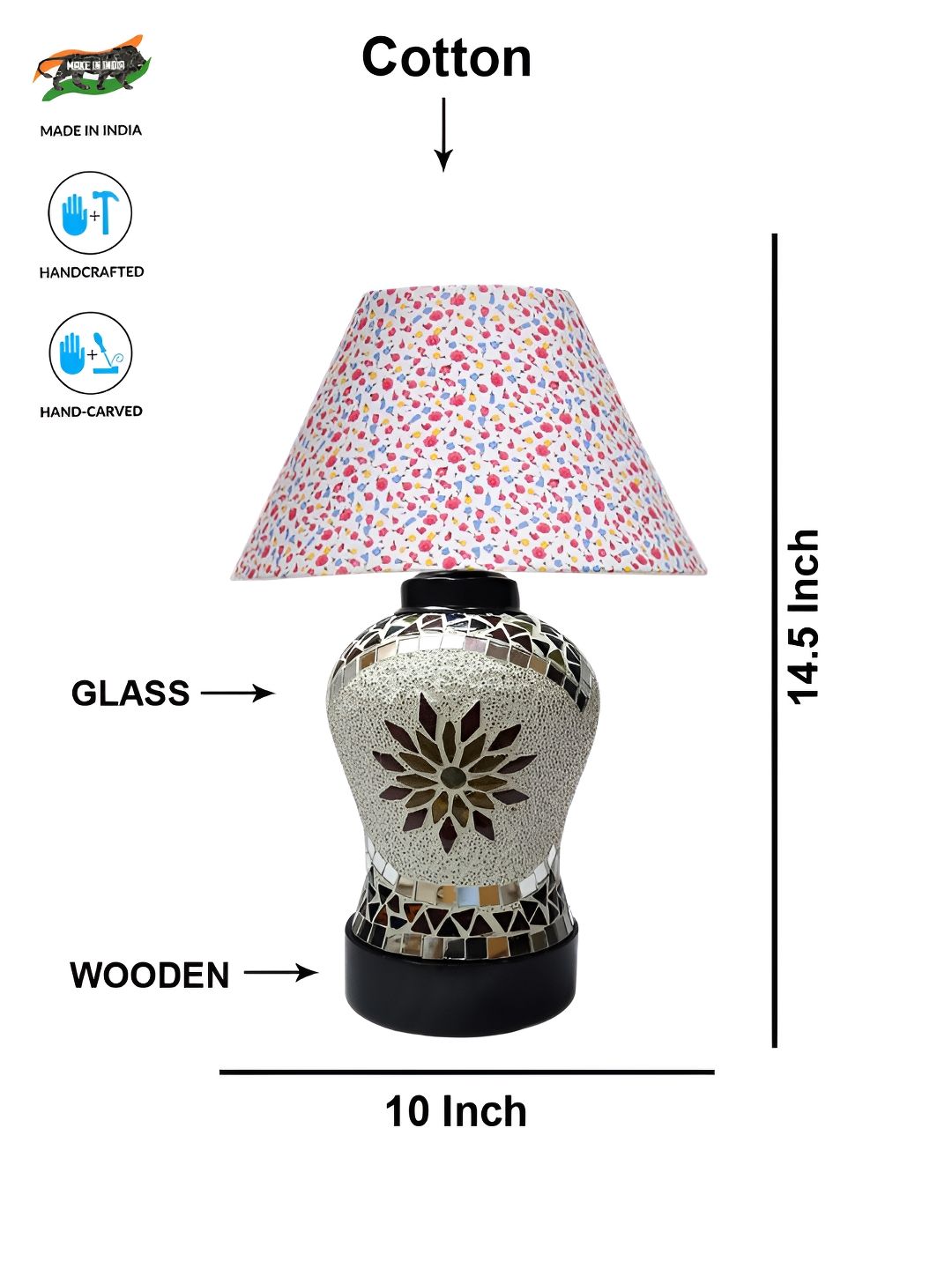 Aura White Printed Glass Frustum Shaped Table Lamp-picture-16