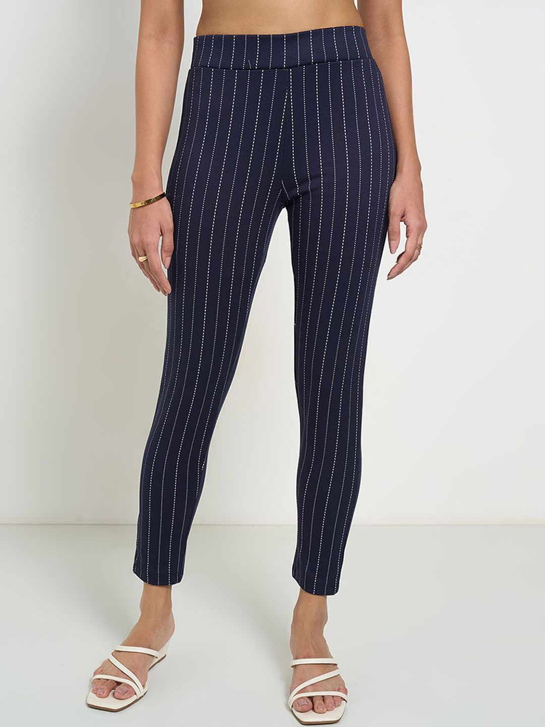 Annabelle by Pantaloons Women Striped Skinny Fit Trousers-picture-22