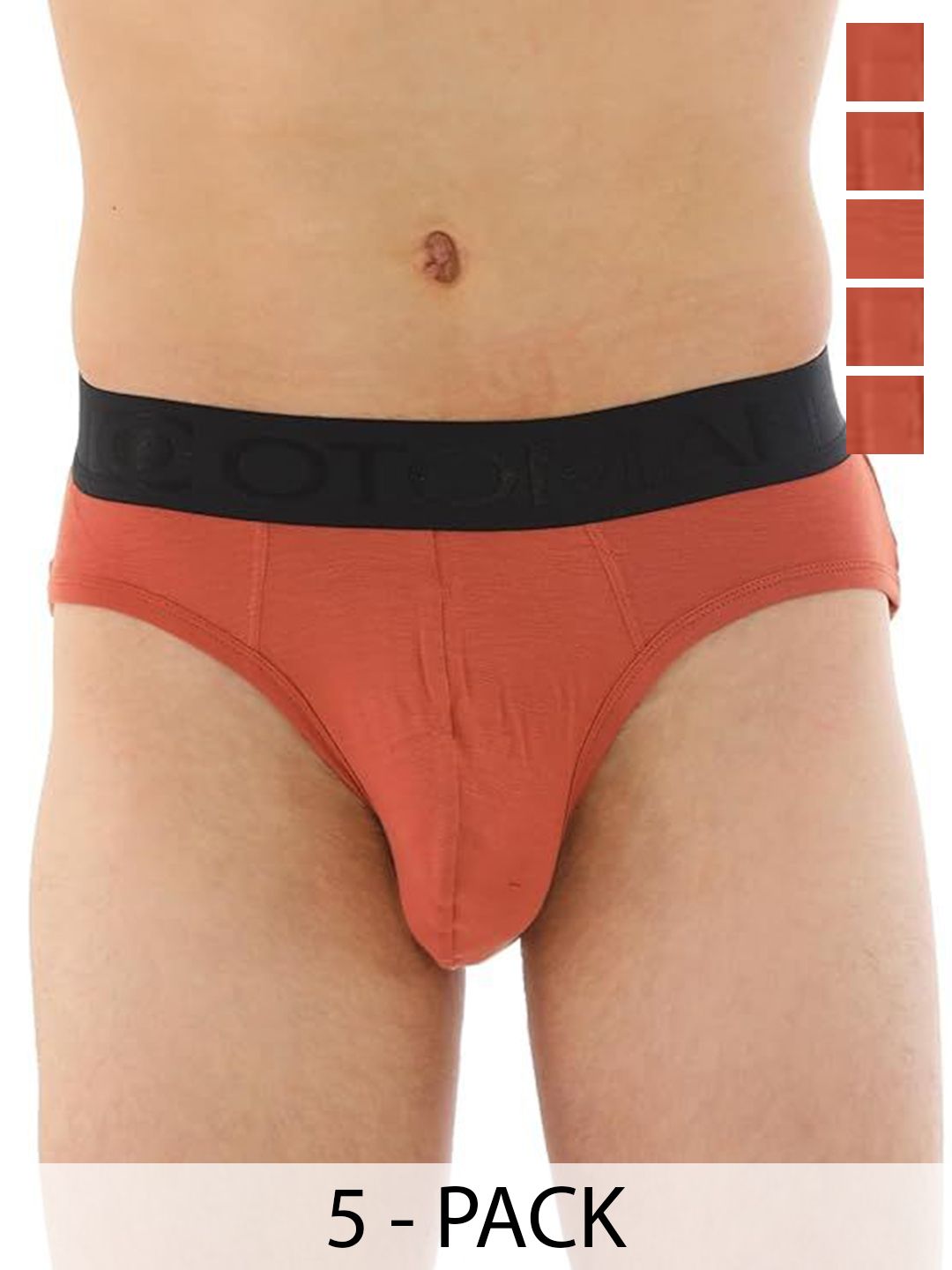 OTOMAN Pack Of 5 Mid Rise Breathable Briefs 5-SOLID-BRIEF-ORANGE-S-picture-37