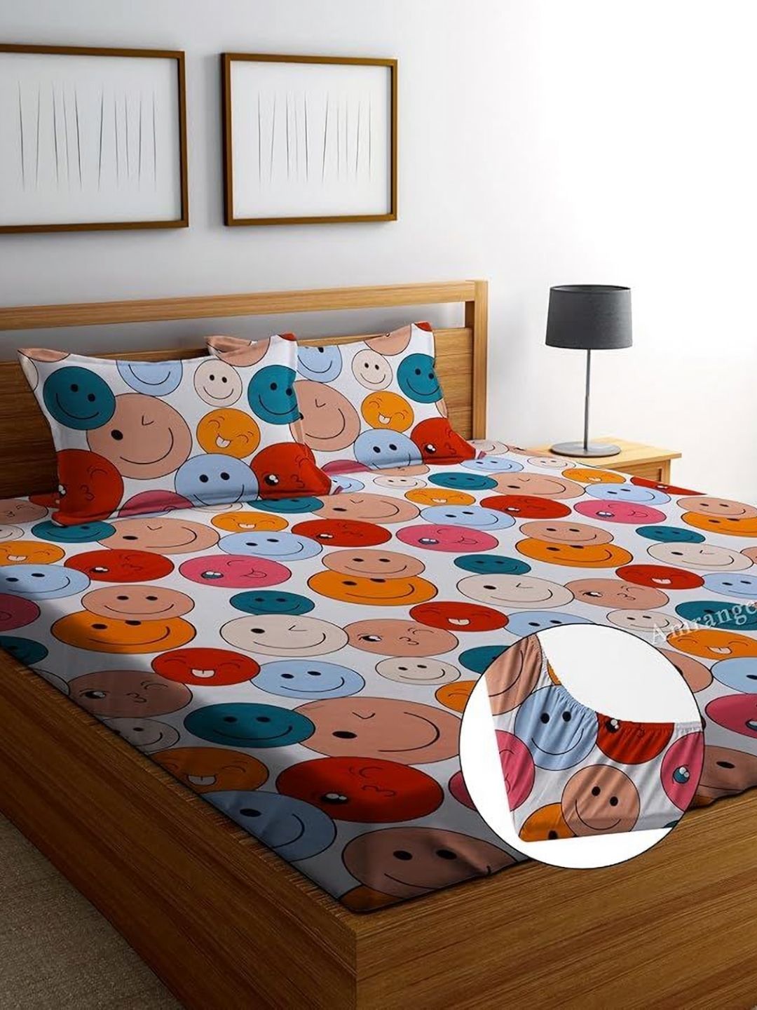 Homdazal Multicoloured 350 TC King Bedsheet with 2 Pillow Covers-picture-30