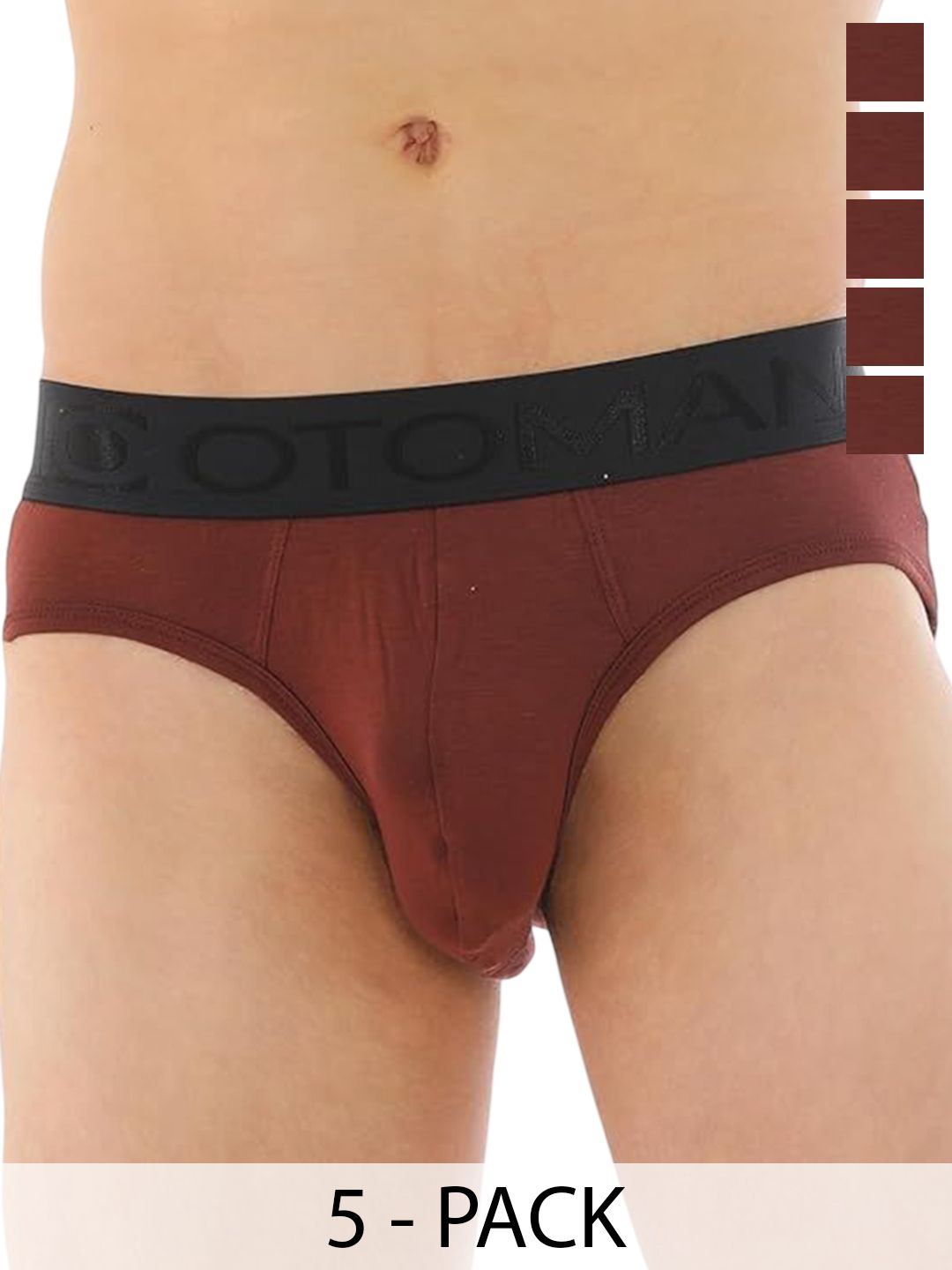 OTOMAN Pack Of 5 Mid Rise Breathable Briefs 3-SOLID-BRIEF-ORANGE-S-image-35