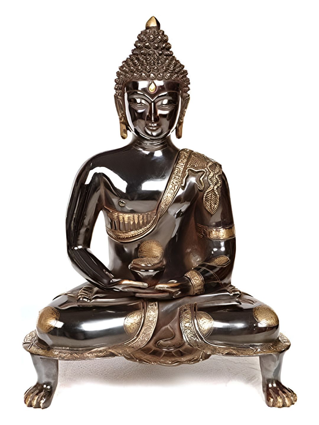 Exotic India Black & Gold-Toned Buddha in Dhyana Mudra Idol Showpiece-picture-36