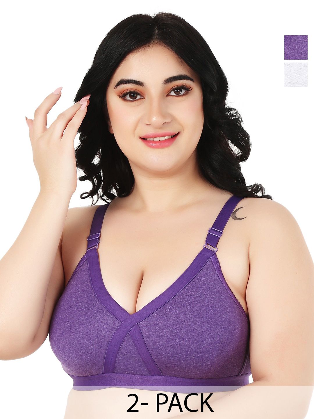 Designer Bugs Pack of 2 Full Coverage Non Padded Seamless Bra-picture-15