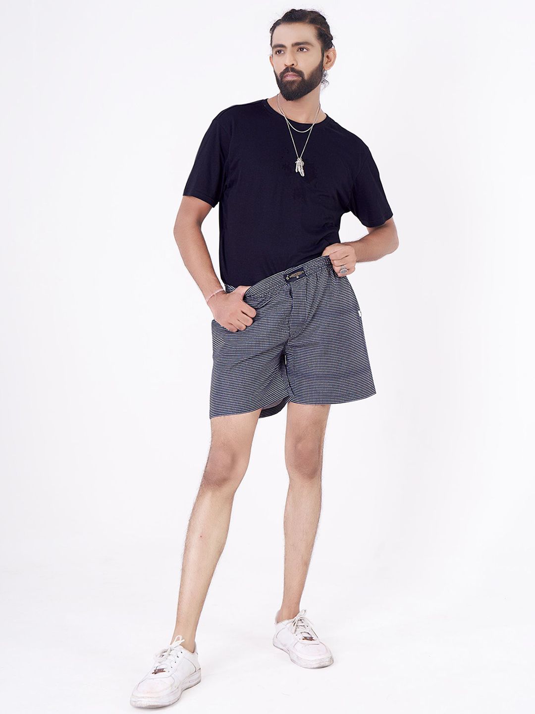 SZN Men Striped High-Rise Cotton Shorts-picture-37