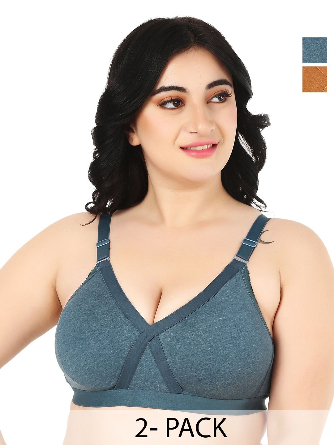 Designer Bugs Women Pack of 2 Full Coverage Non Padded Seamless Bra