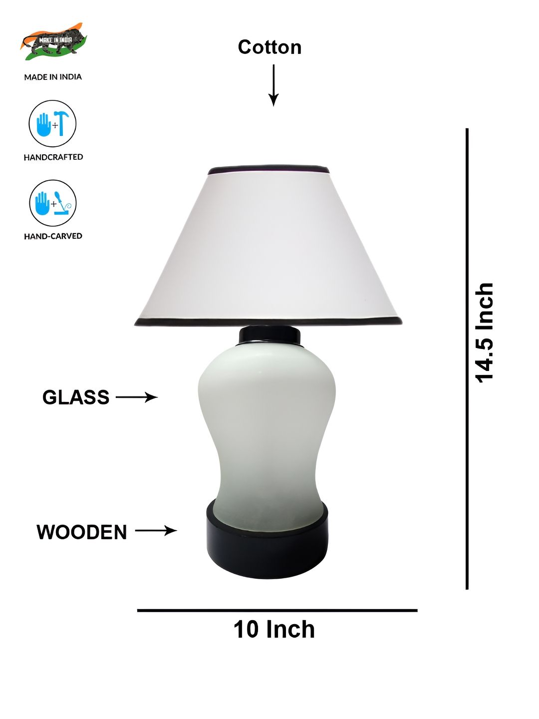 Aura White Wooden & Mosaic Glass Traditional Frusturical Shaped Table Lamp-picture-12