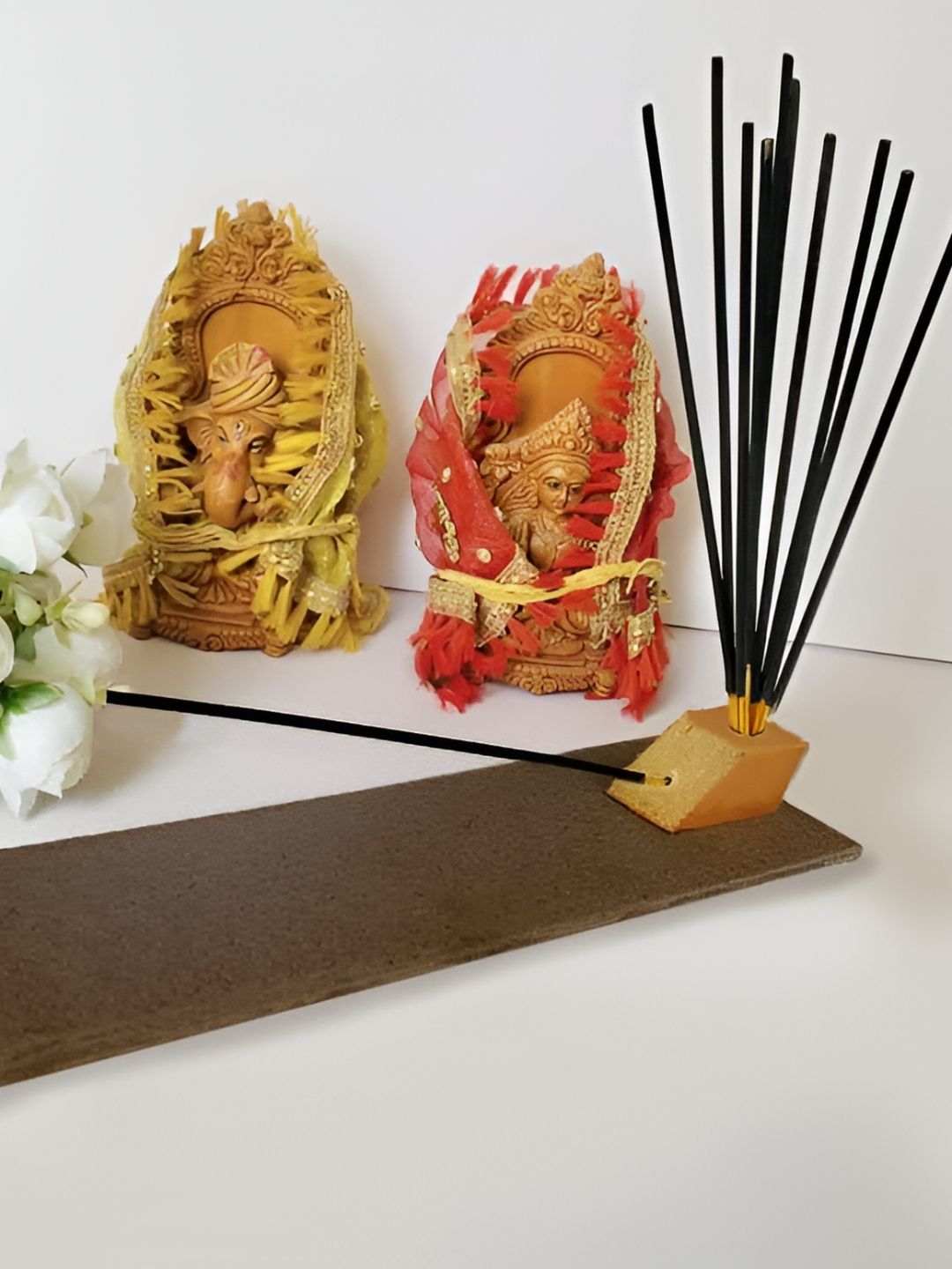 EMPEROR ART GALLERY Brown Jackfruit Wooden Incense Holder With Hardboard Base-image-7