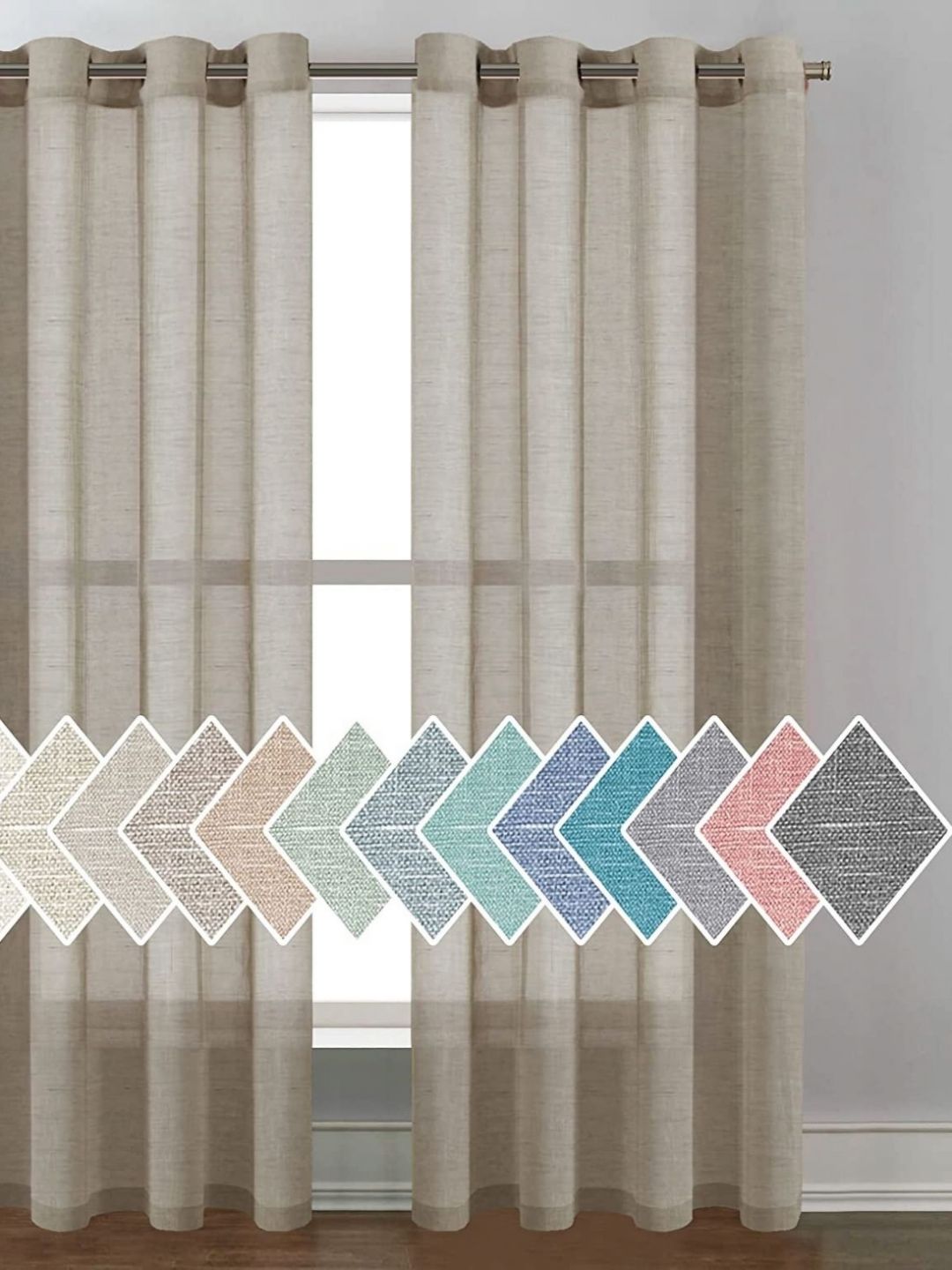 Galaxy Home Decor Brown 2 Pieces Sheer Linen Door Curtain-image-39