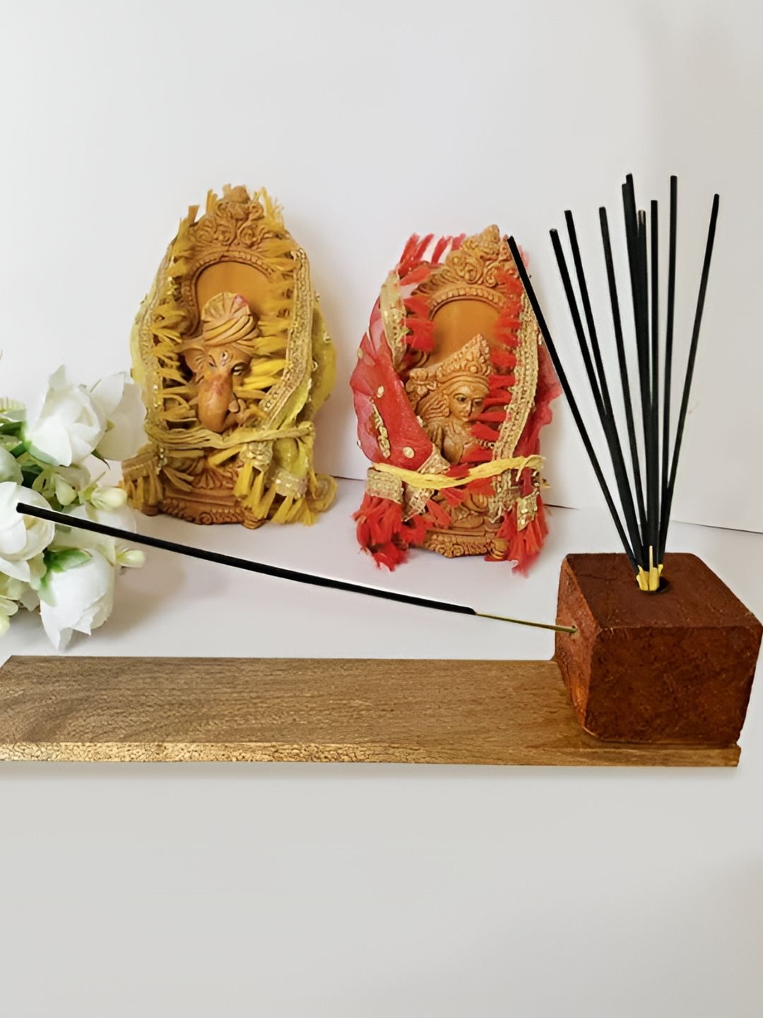 EMPEROR ART GALLERY Brown Jackfruit Wooden Incense Holder With Hardboard Base-image-6