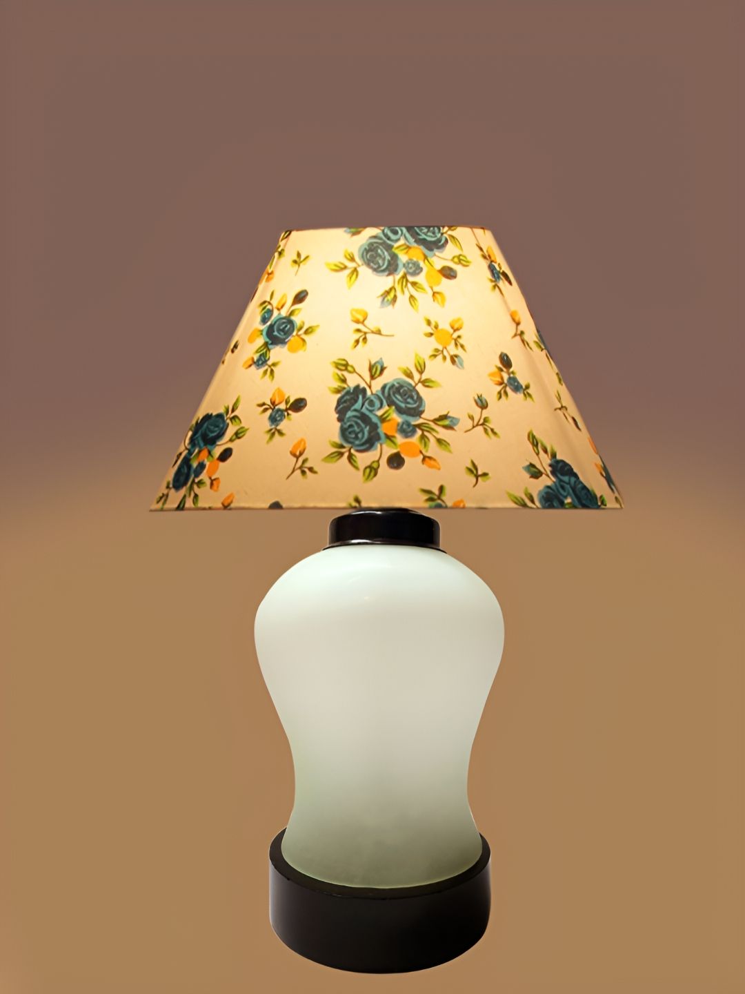 Aura Turquoise Blue Printed Glass Frustum Shaped Table Lamp-picture-22