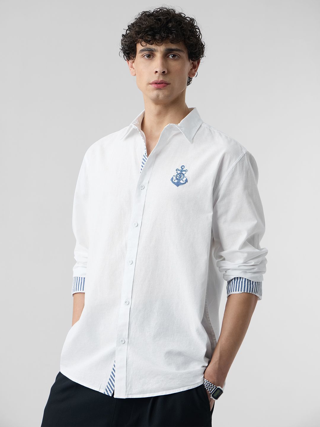 The Souled Store Men Solid Spread Collar Casual Shirt-picture-38