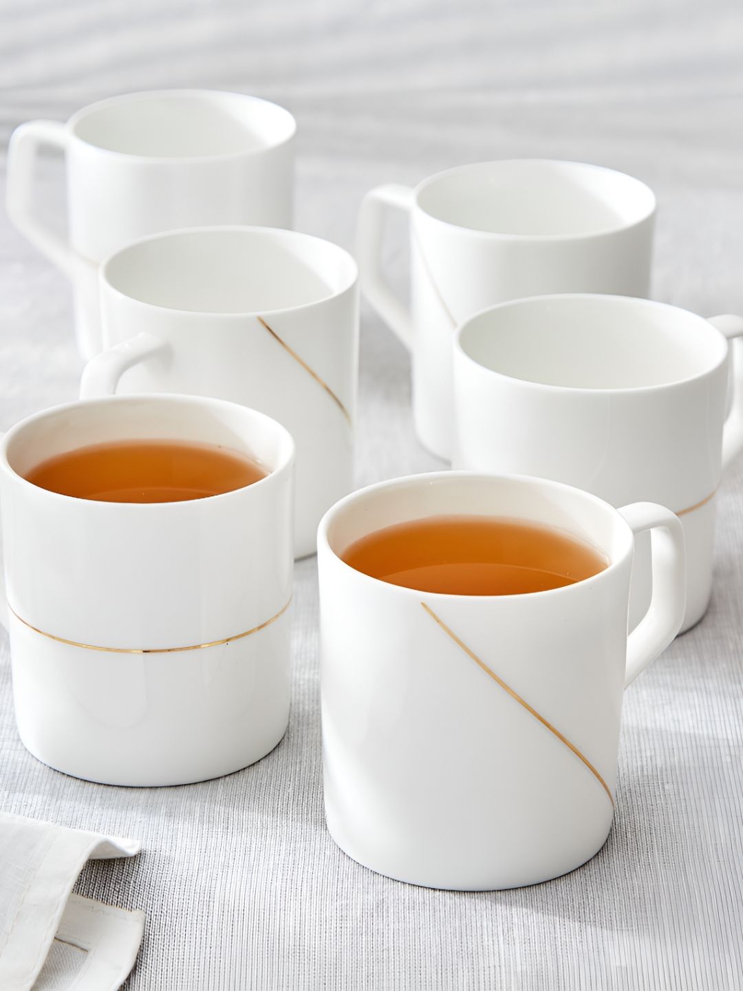 Home Centre mandarin opulence White 6 Pieces Porcelain Glossy Mugs-image-0
