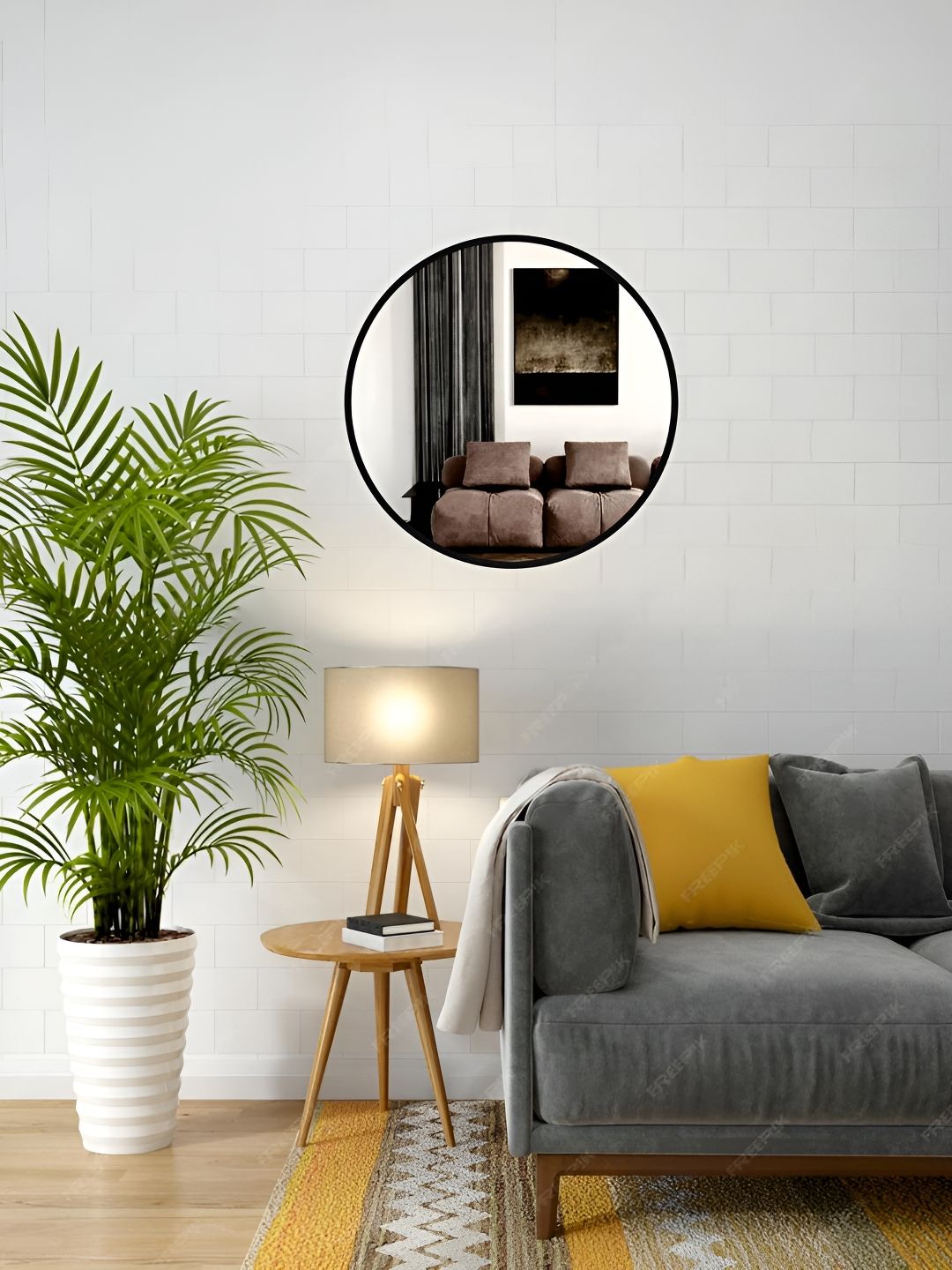 Ali.G.I Black Round Glass Wall Mirror