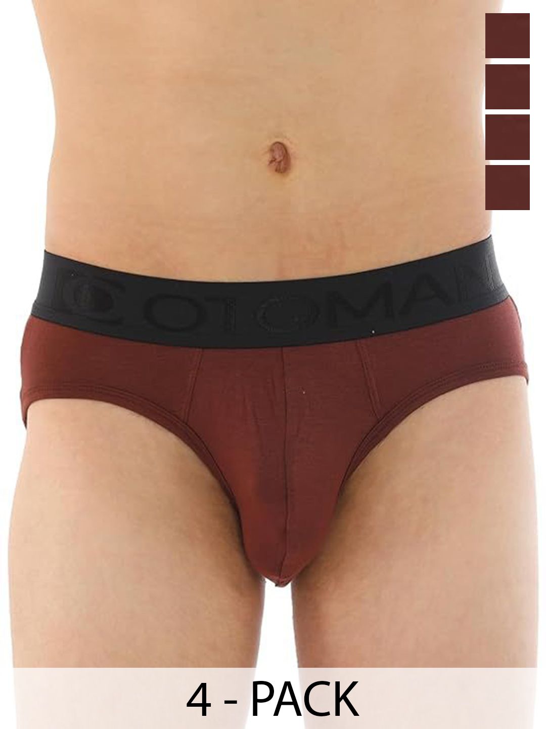 OTOMAN Pack Of 4 Mid Rise Basic Briefs 4-SOLID-BRIEF-BROWN-S-picture-19
