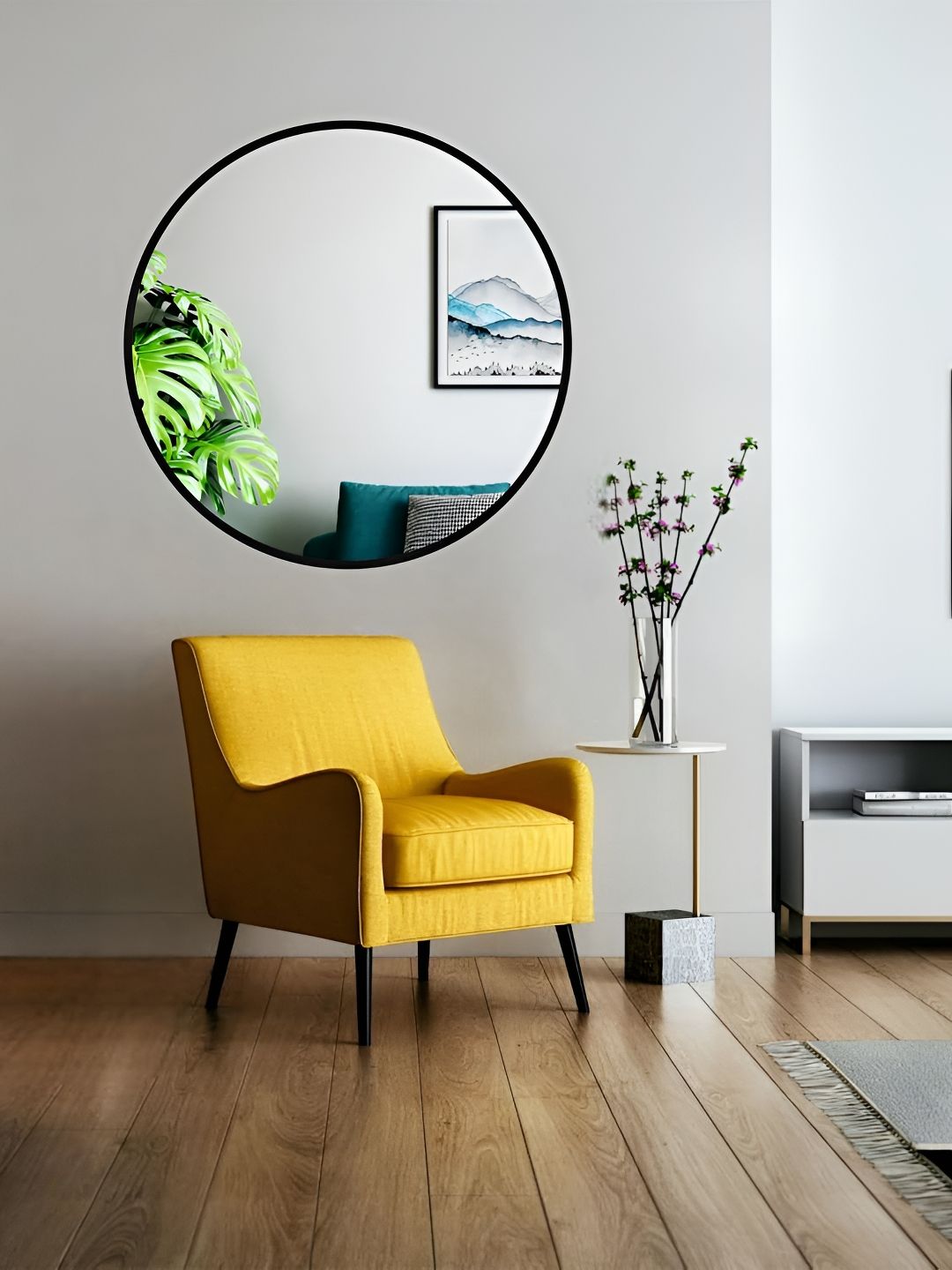 Ali.G.I Black Round Glass Wall Mirror-picture-22