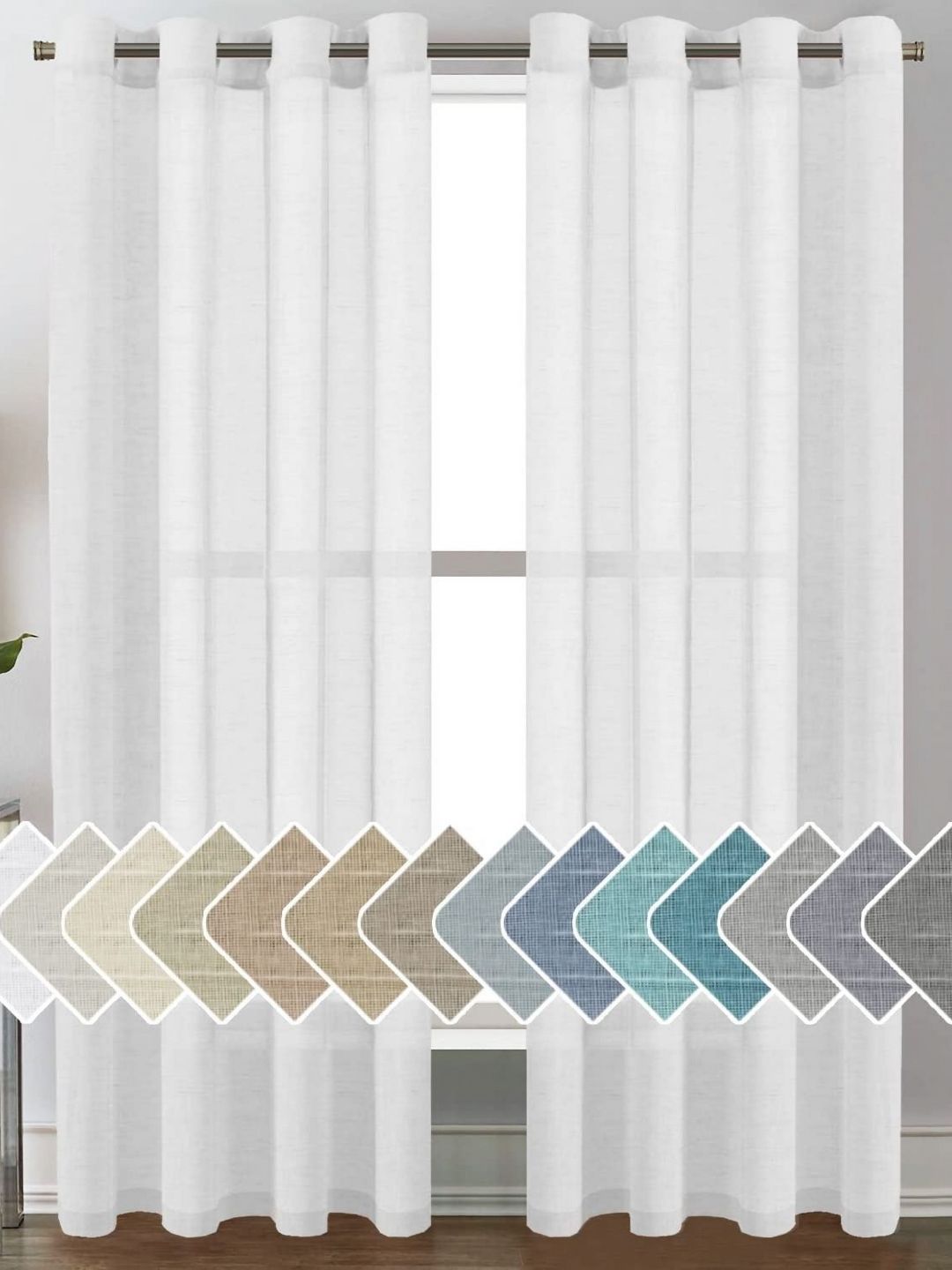 Galaxy Home Decor White Set of 2 Sheer Door Curtain-picture-55
