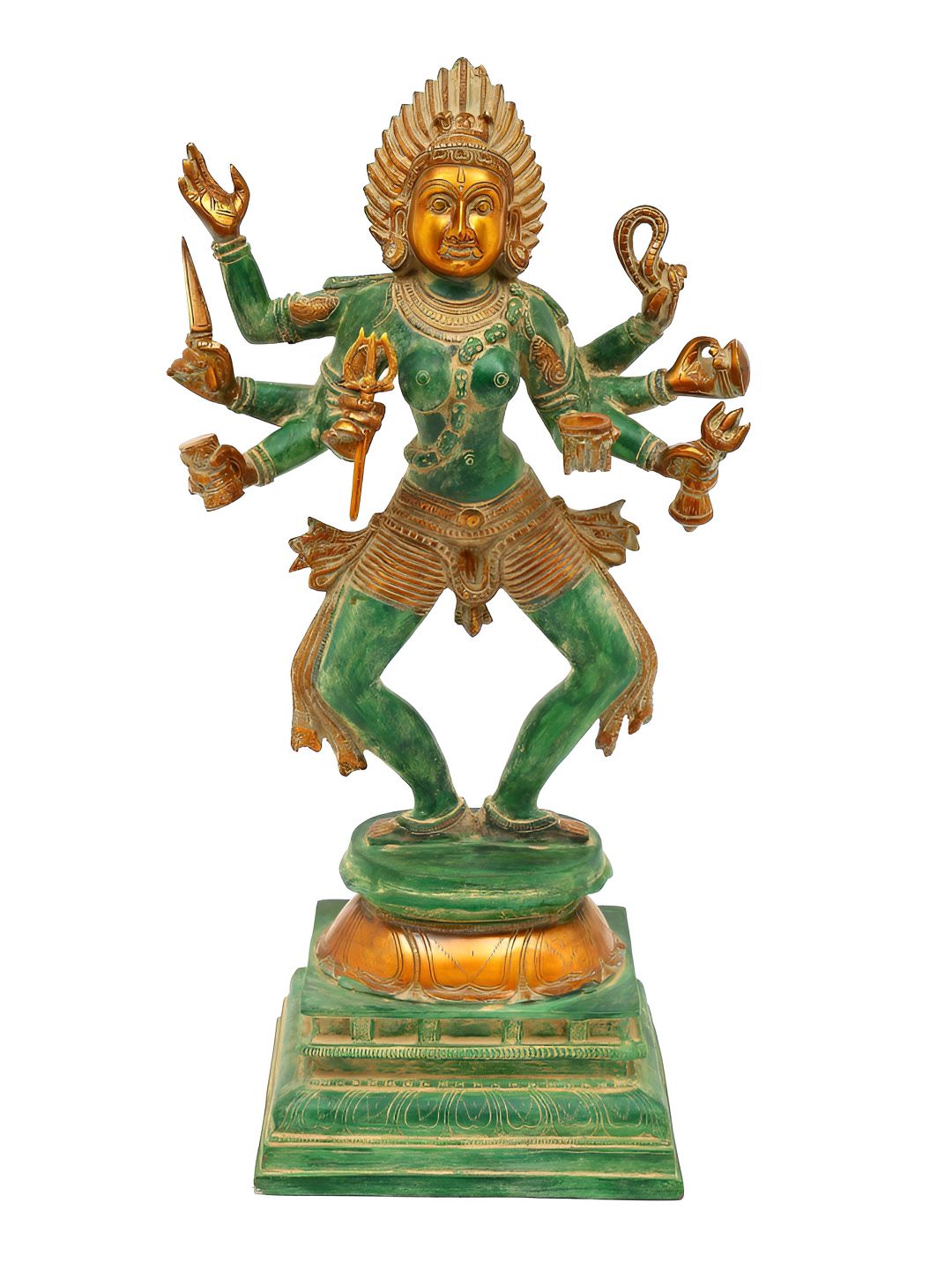 Exotic India Green & Gold Toned Lord Mahakali Idol Showpiece-image-9