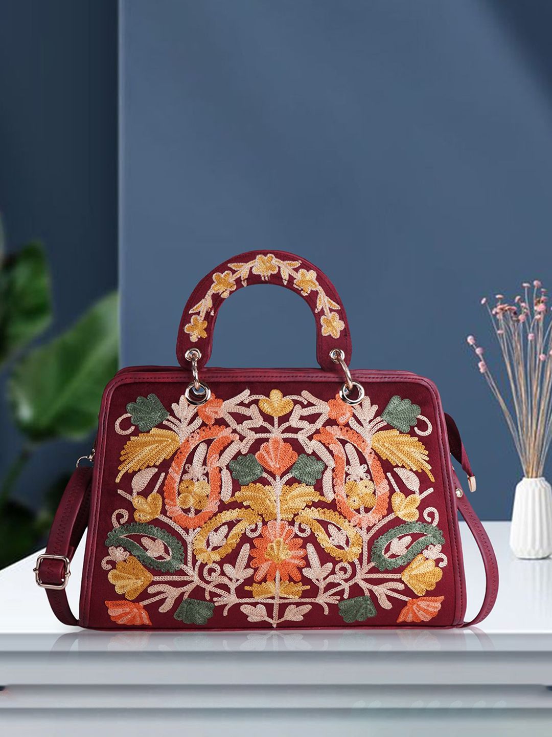 EVEDA Women Floral Printed Structured Satchel Bag-picture-25
