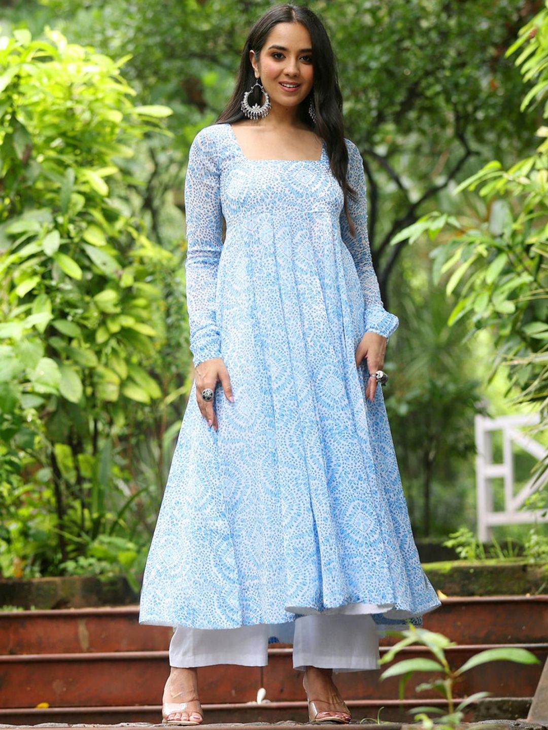 BAESD Abstract Printed Square Neck Georgette Anarkali Kurta-picture-21