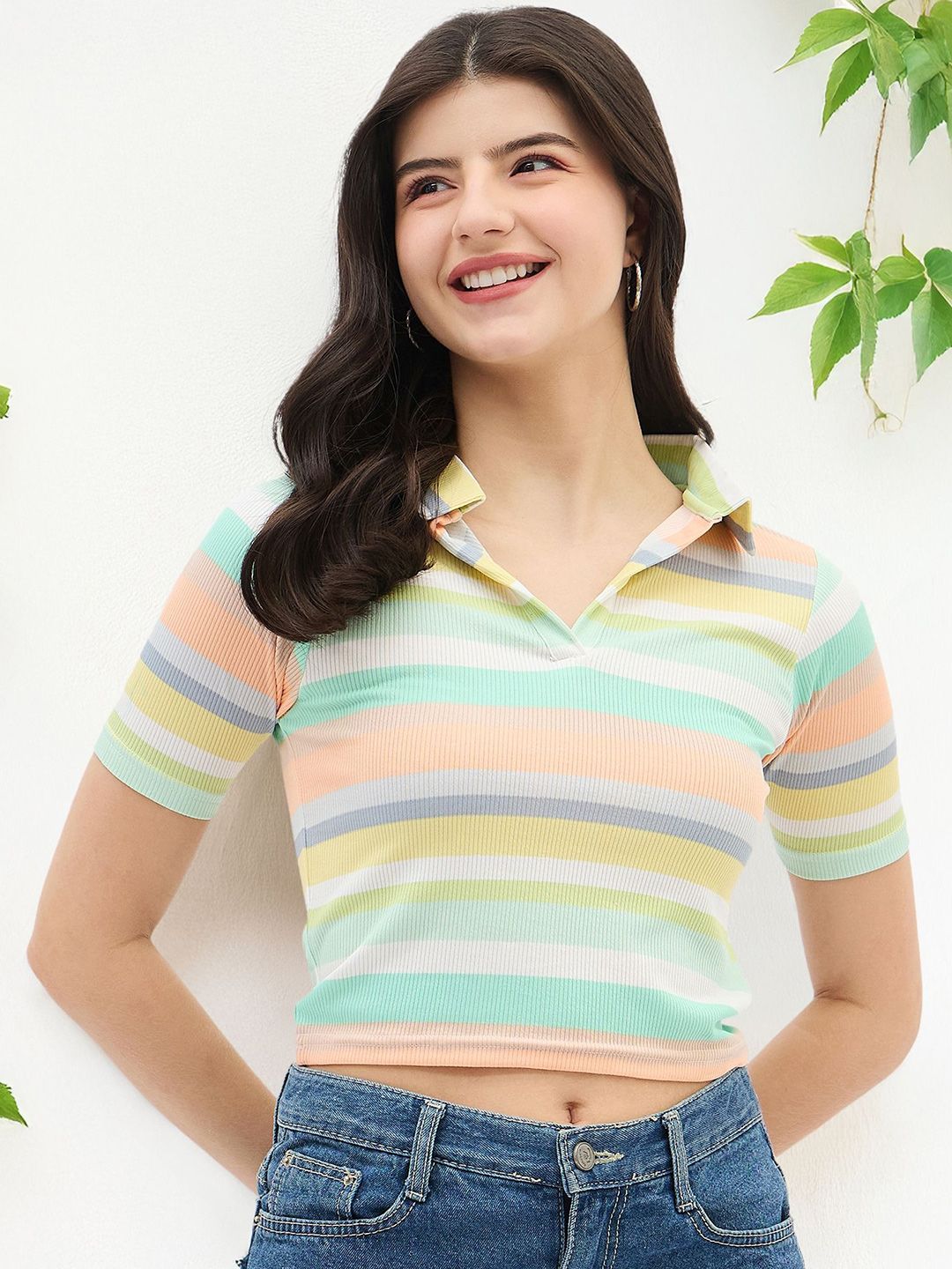 DressBerry Women Striped Crop Shirt Style Top-picture-46