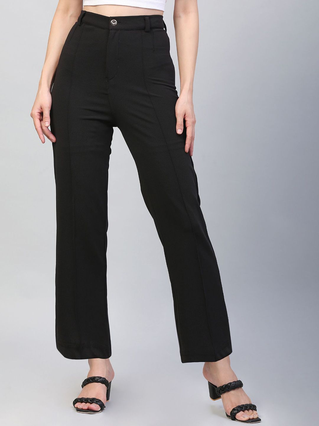 HEAST Women Relaxed Straight Fit High-Rise Trousers-picture-29