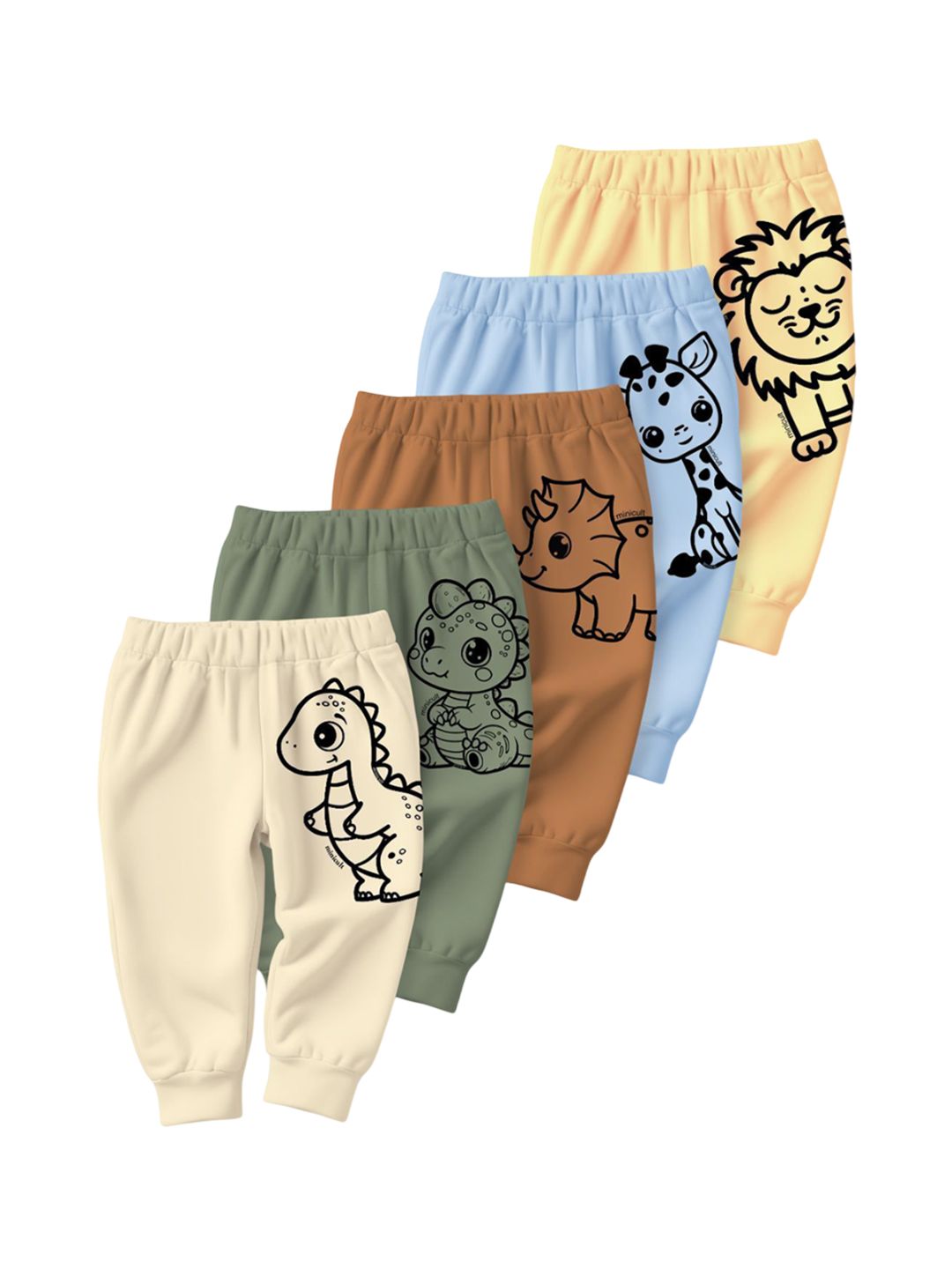 x2o Kids Pack Of 5 Dinosaur Printed Cotton Joggers-picture-17