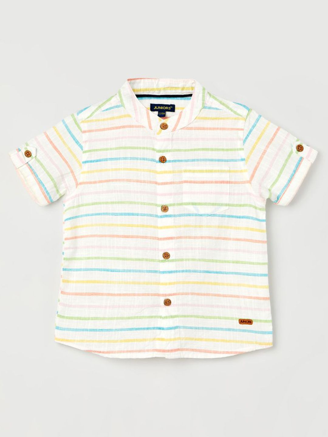 Juniors by Lifestyle Boys Horizontal Striped Band Collar Cotton Casual Shirt-picture-16