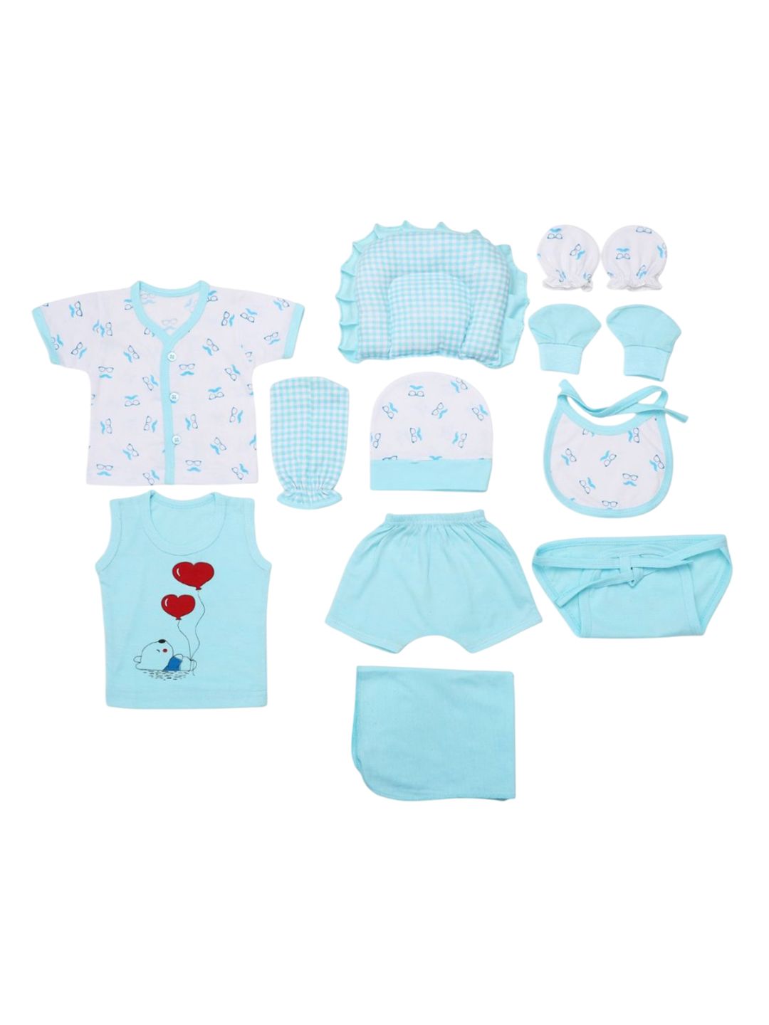 Superminis Infants 11-Pcs Checked Cotton Baby Clothing Gift Set