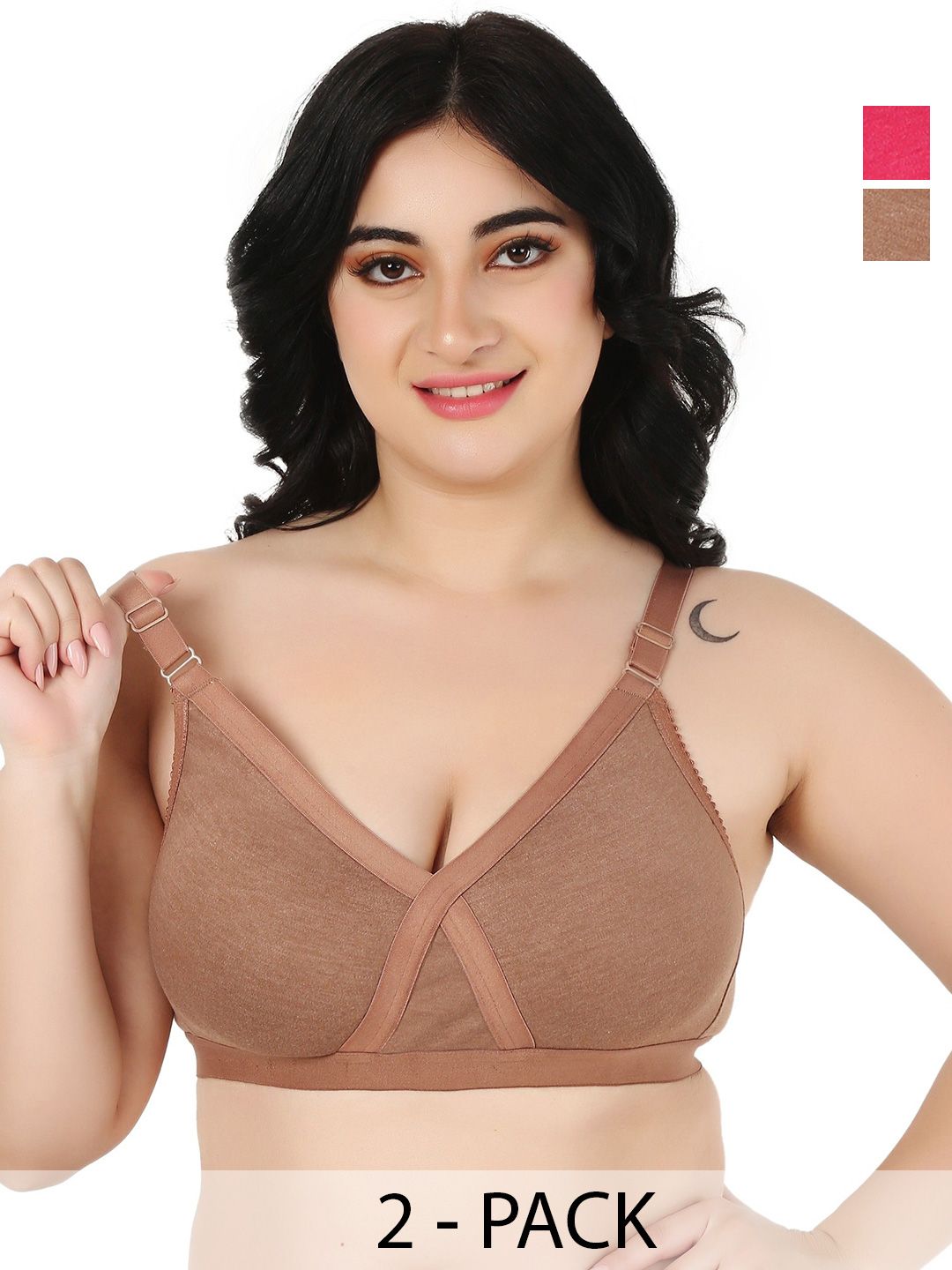 Designer Bugs Pack Of 2 Full Coverage T-shirt Bra-picture-42