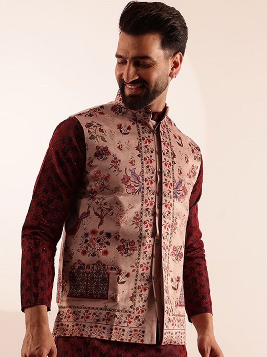 SOJANYA Printed Velvet Nehru Jacket-picture-42