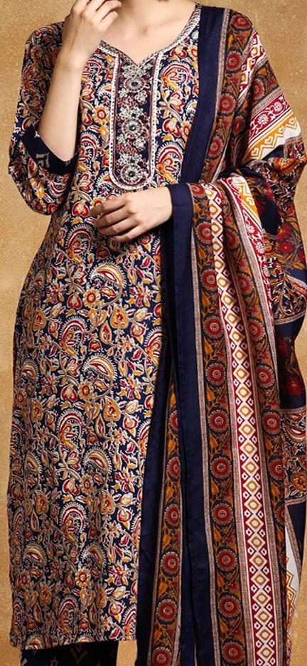 Pink Floral Embroidered V-Neck Straight Kurta With Trousers And Dupatta