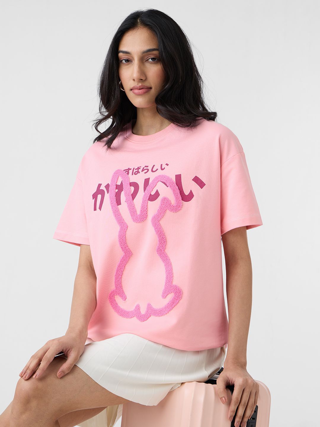 Oversized T-Shirt Don't Give|The Souled Store - Men Applique Oversized Fit Round-Neck T-Shirt