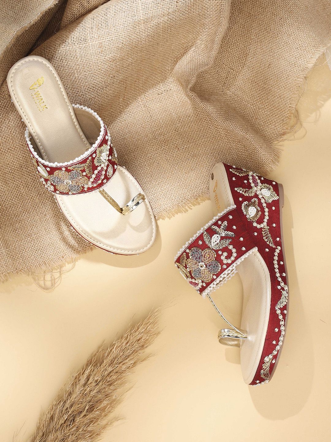 V-WALK Women Embellished Ethnic Platform Sandals-picture-36