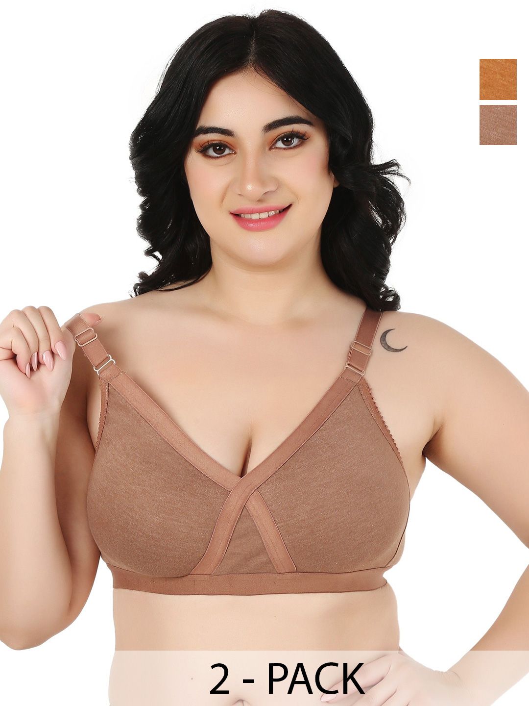 designer bugs Designer zan Bugs Pack Of 2 T-Shirt Non Padded Full Coverage Cotton Bra-picture-23