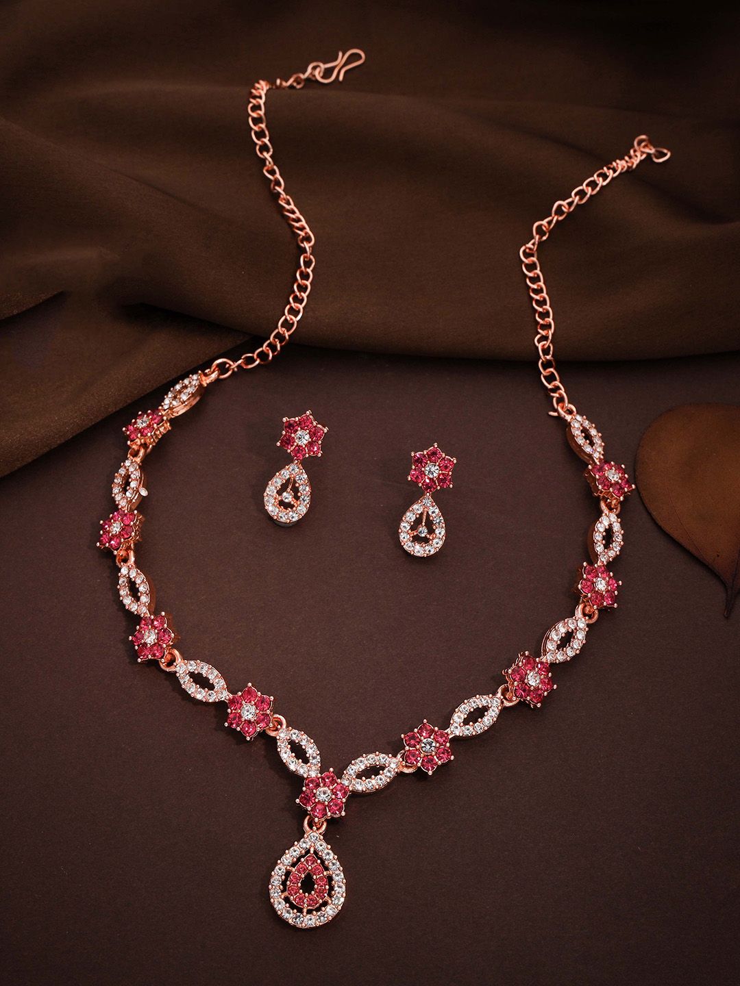 Anouk Rose Gold-Plated American Diamond-Studded Jewellery Set-image-48