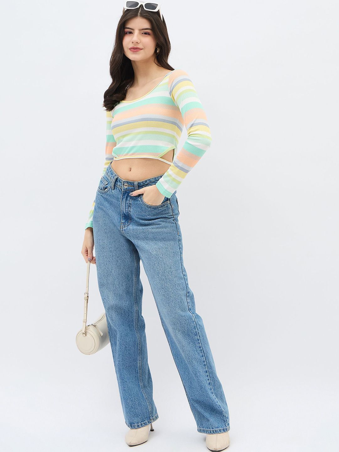 Horizontal Ribbed Tops Buy DressBerry Ribbed Horizontal Stripes Round Neck Crop Top - Tops for ...
