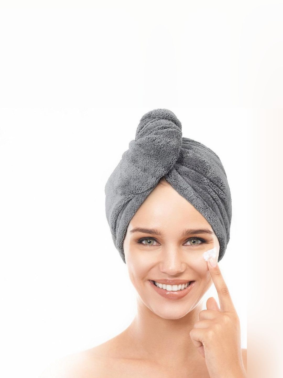 Fezora Grey Cotton 500 GSM Hair Towel Wrap-image-13