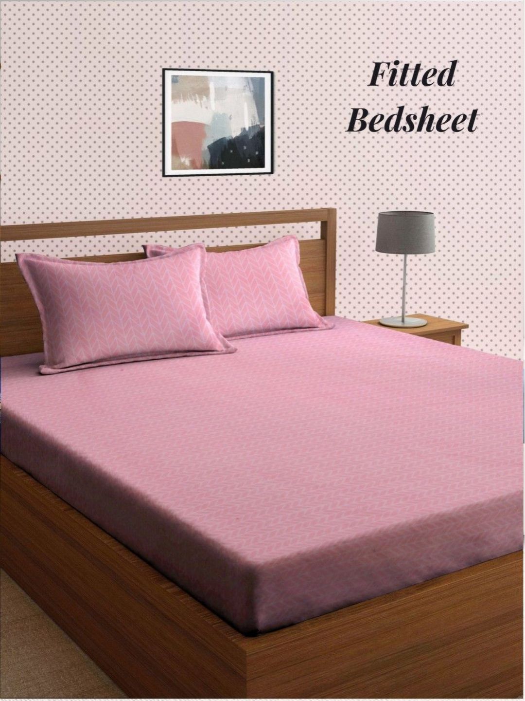 Aura Pink 300 TC King Fitted Bedsheet Set 2.50 m x 2.20 m-picture-21