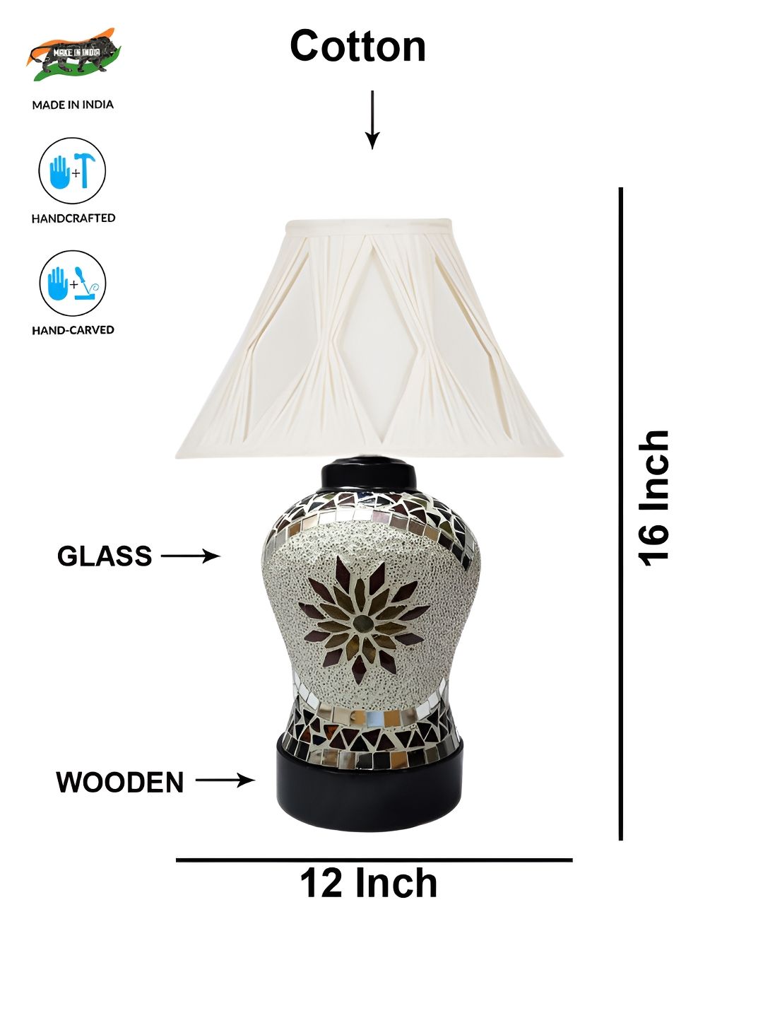 Aura Off White Printed Glass Frustum Shaped Table Lamp-picture-23