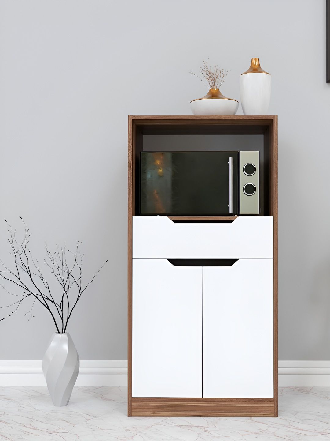 SPYDER CRAFT Brown & White Dual Tone Kitchen Cabinet