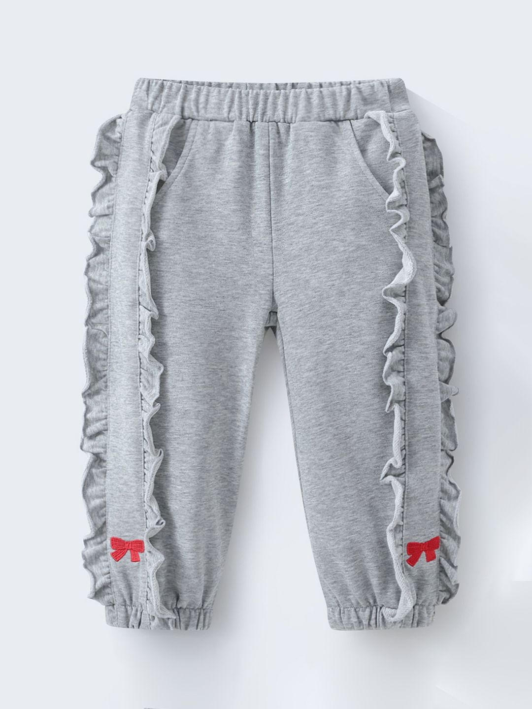 Mark & Mia Girls Cotton Trousers With Frill Detailing & Bow Embroidery-picture-22