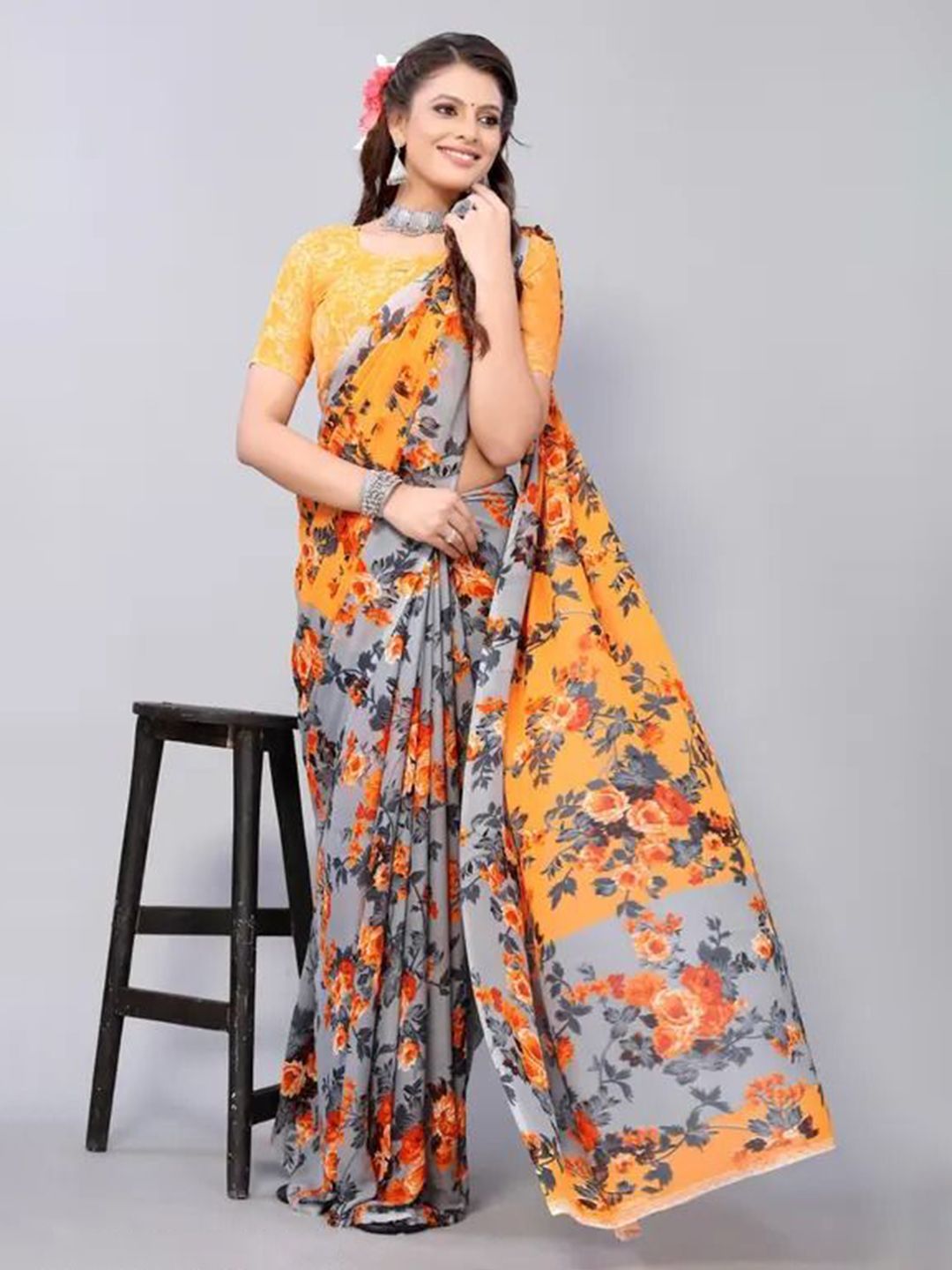 Moda Rapido Floral Print Pure Georgette Saree-picture-34