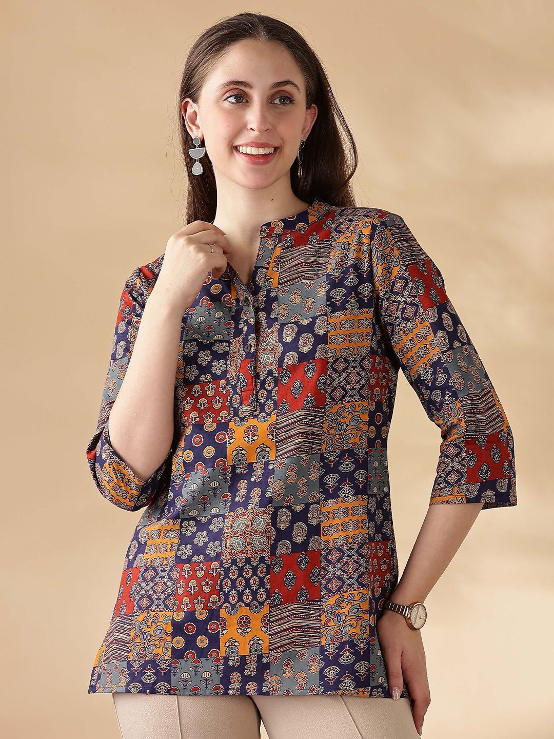 Anouk Women Floral Printed V-Neck Pure Cotton Kurti-picture-37