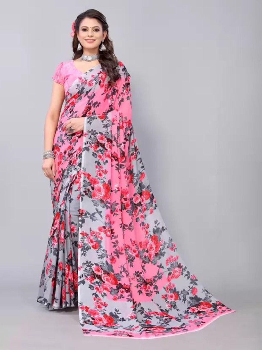 Moda Rapido Floral Printed Pure Georgette Saree-picture-36