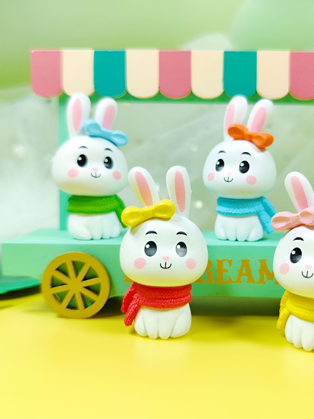 Spiaty 4 Pieces White Charming cartoon Rabbit Figurine Showpiece-picture-36