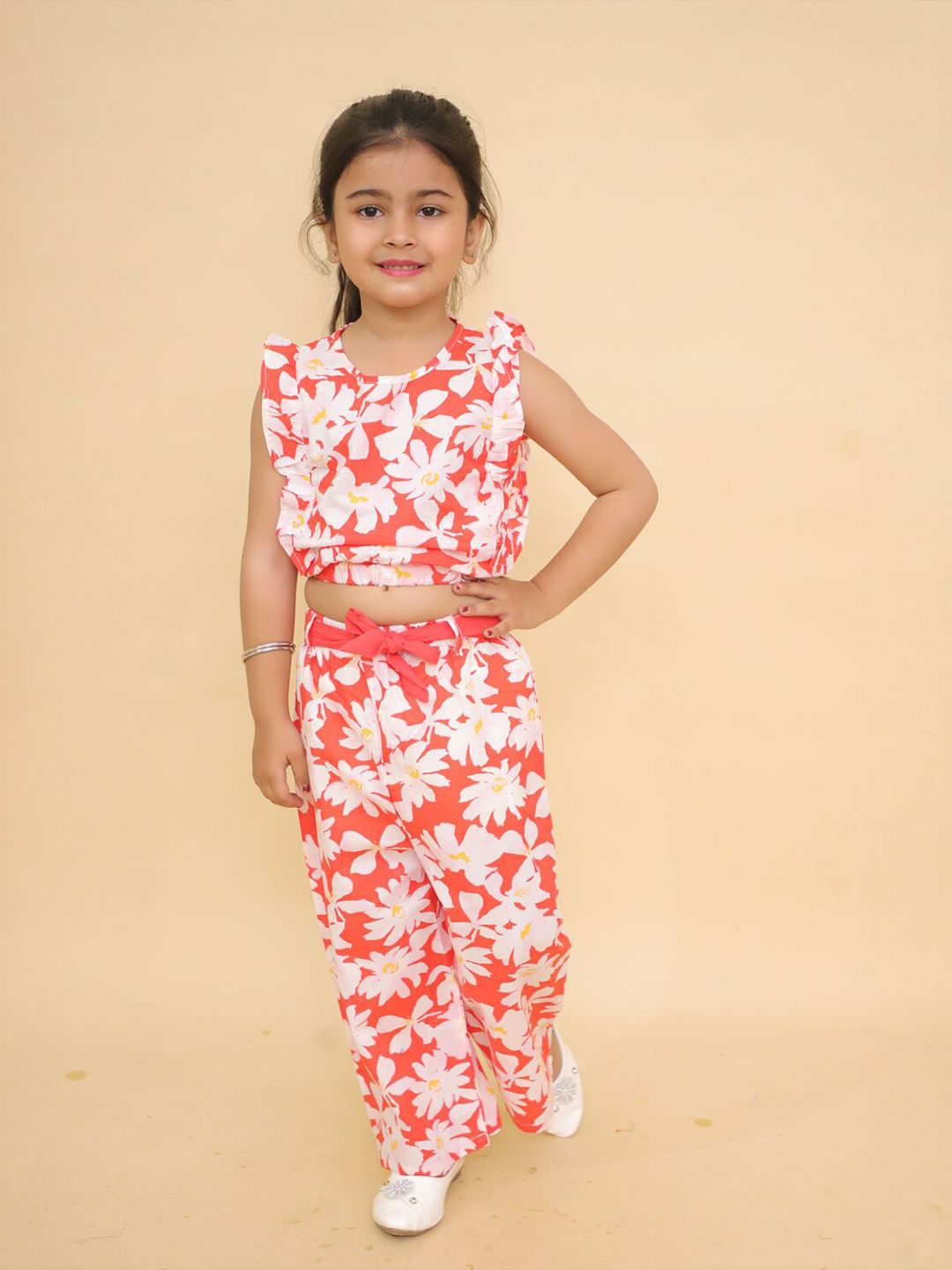 LITTLE GINNIE Girls Printed Round Neck Top With Trousers-picture-10