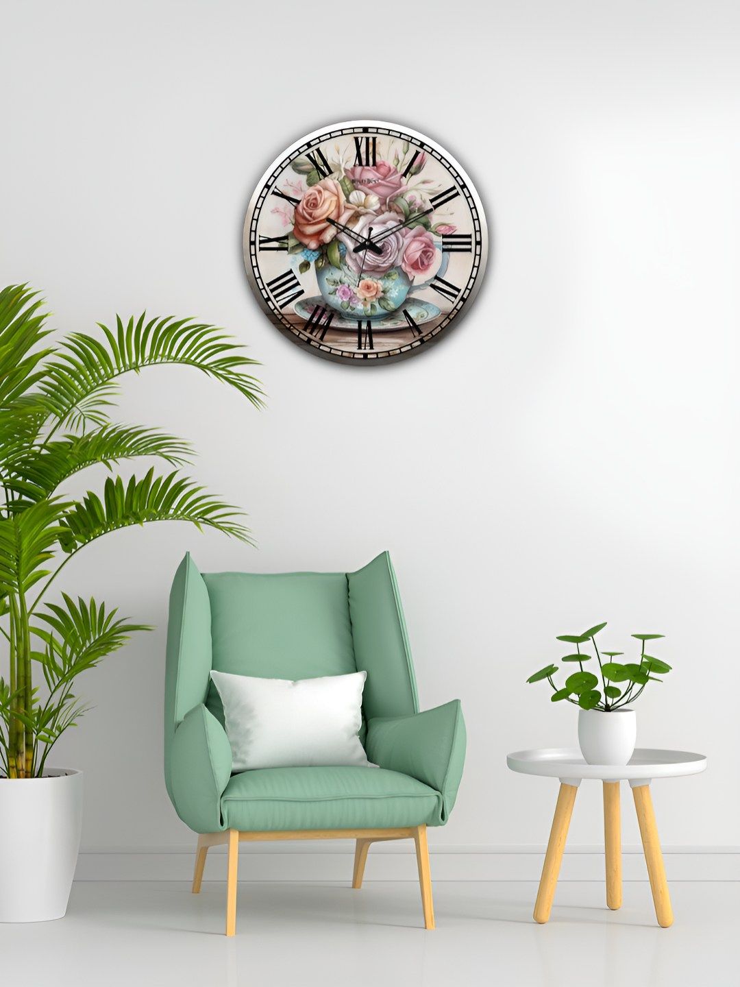 OLIVE TREE White & Pink Printed Analogue Contemporary Wooden Wall Clock-image-34